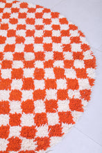 Moroccan round rug - Handmade checkered orange rug