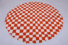 Moroccan round rug - Handmade checkered orange rug