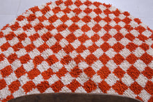 Moroccan round rug - Handmade checkered orange rug