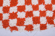 Moroccan round rug - Handmade checkered orange rug