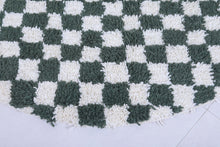 Moroccan round rug - Handmade checkered green rug