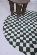 Moroccan round rug - Handmade checkered green rug