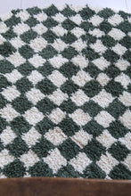 Moroccan round rug - Handmade checkered green rug