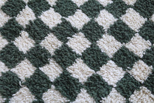 Moroccan round rug - Handmade checkered green rug