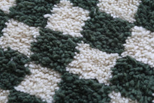 Moroccan round rug - Handmade checkered green rug