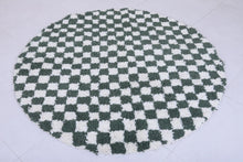 Moroccan round rug - Handmade checkered green rug