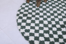 Moroccan round rug - Handmade checkered green rug