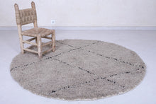 Custom handmade Moroccan round rug - Grey berber style