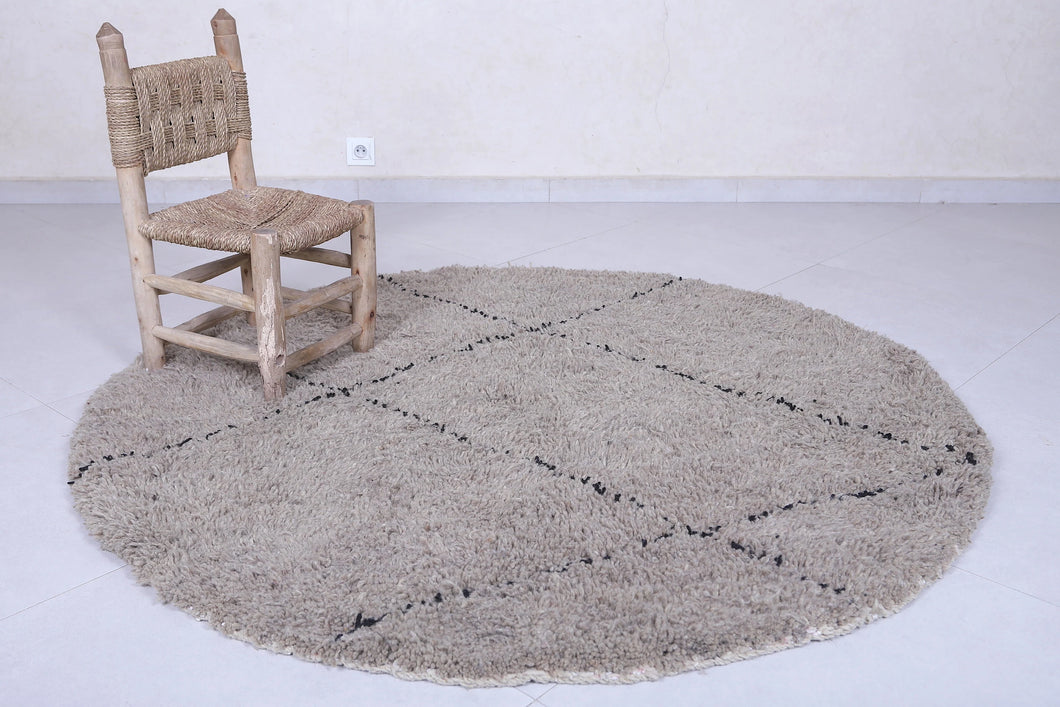 Custom handmade Moroccan round rug - Grey berber style