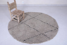 Custom handmade Moroccan round rug - Grey berber style