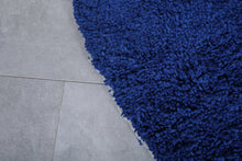 Handmade custom round Moroccan rug in bold blue