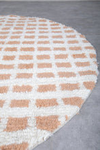 Moroccan Round rug - round rug grid - white rug - wool round rug - custom size rug