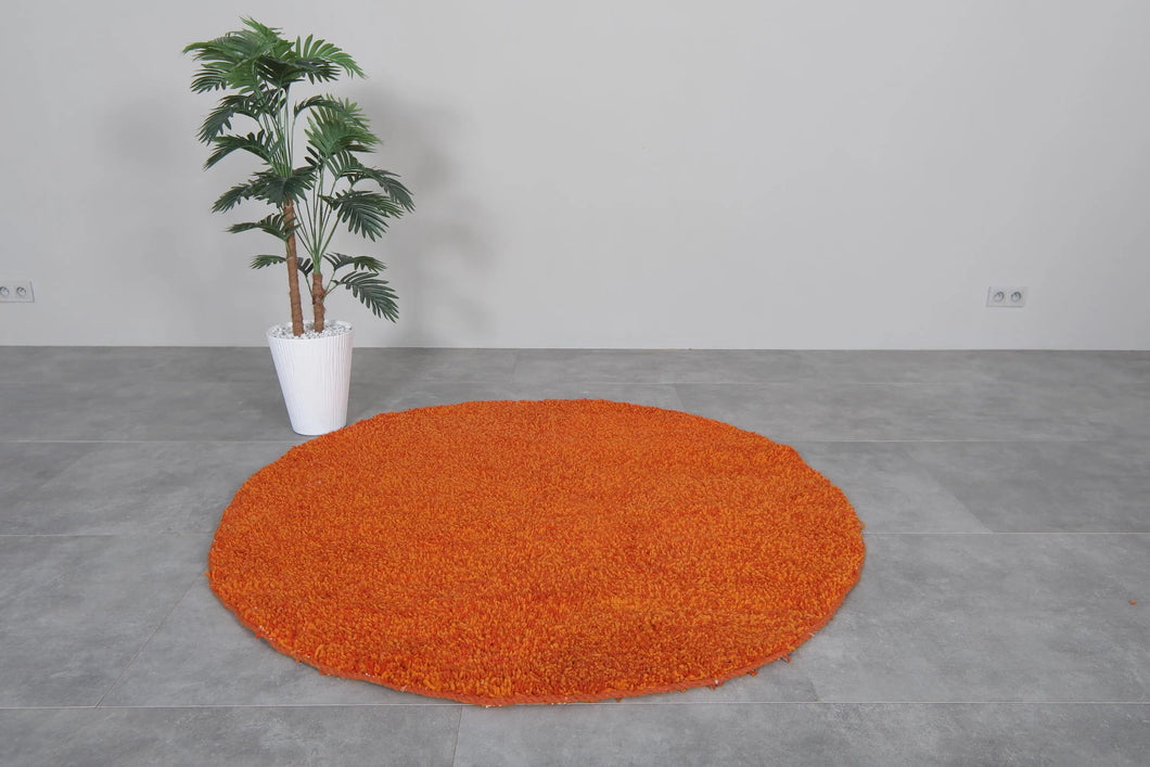 Moroccan Round rug Orange - handmade round rug - berber round rug - rounded rug
