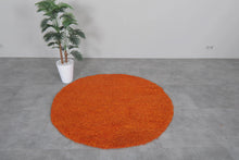 Moroccan Round rug Orange - handmade round rug - berber round rug - rounded rug