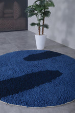 Custom handmade blue Moroccan round rug - Perfect for any room
