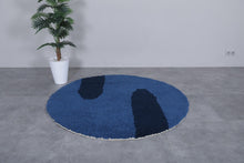 Custom handmade blue Moroccan round rug - Perfect for any room