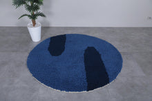 Custom handmade blue Moroccan round rug - Perfect for any room
