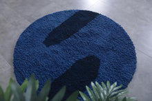 Custom handmade blue Moroccan round rug - Perfect for any room