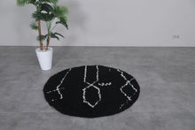 Black Moroccan Round rug - custom round rug - berber rug - wool round rug