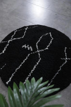 Black Moroccan Round rug - custom round rug - berber rug - wool round rug