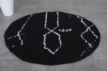 Black Moroccan Round rug - custom round rug - berber rug - wool round rug