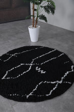 Black Moroccan Round rug - custom round rug - berber rug - wool round rug