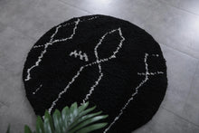 Black Moroccan Round rug - custom round rug - berber rug - wool round rug