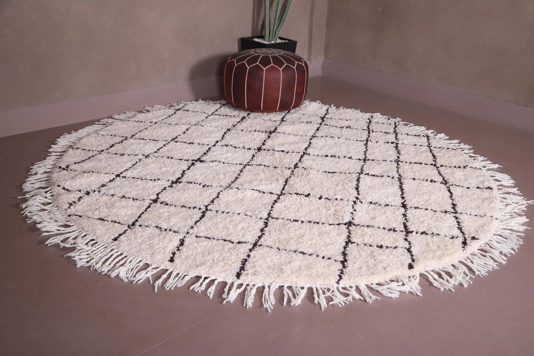 Handmade Moroccan Round rug - Beni ourain rug- custom round rug