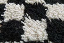 Black and white checkered Moroccan round rug - Custom handmade rug