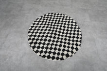 Black and white checkered Moroccan round rug - Custom handmade rug