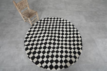 Black and white checkered Moroccan round rug - Custom handmade rug