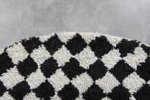 Black and white checkered Moroccan round rug - Custom handmade rug