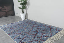 Blue moroccan rug – Beni ourain wool rug – Custom size rug