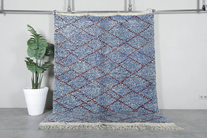 Blue moroccan rug – Beni ourain wool rug – Custom size rug