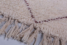 Custom beni ourain runner rug - Cream wool with burgundy diamond