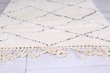 Beni ourain runner rug - Custom cream wool with black diamond lines