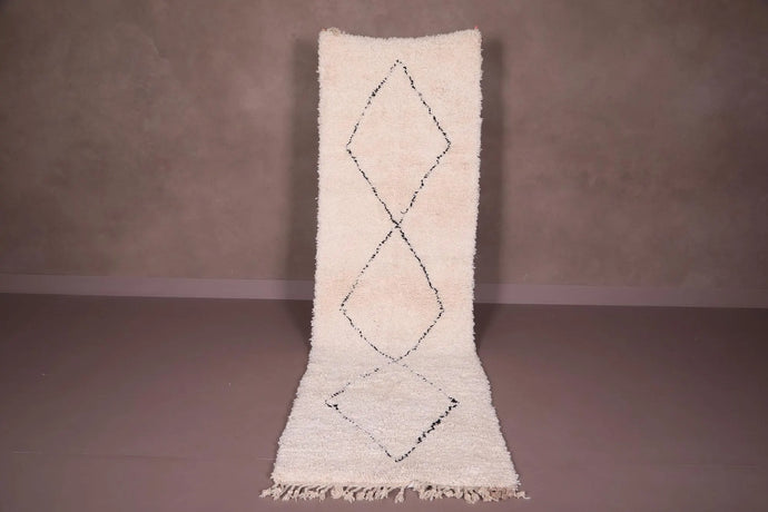 Beni ourain rug runner rug - Handmade berber rug - Moroccan runner wool rug