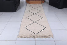 Custom beni ourain runner rug - Cream wool with black diamond pattern
