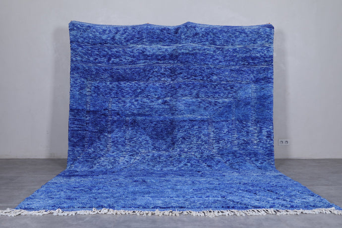Handwoven Moroccan Blue Berber Rug - Custom Wool Carpet