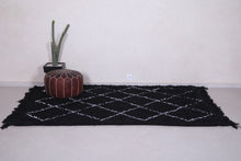 Handmade black carpet - Moroccan all wool rug - Custom Rug