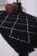 Handmade black carpet - Moroccan all wool rug - Custom Rug