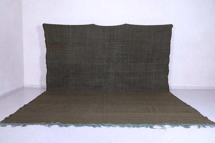 Deep Olive Green Flat Woven Rug - Custom Moroccan Boujaad Carpet