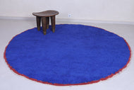 Round Moroccan Blue Rug - Handmade Custom Wool Carpet