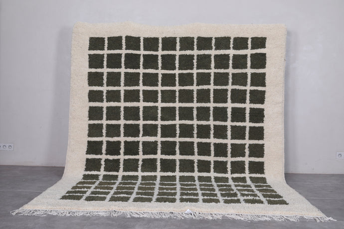 Custom Moroccan Area Rug - Handmade Shag Rug with Green Squares