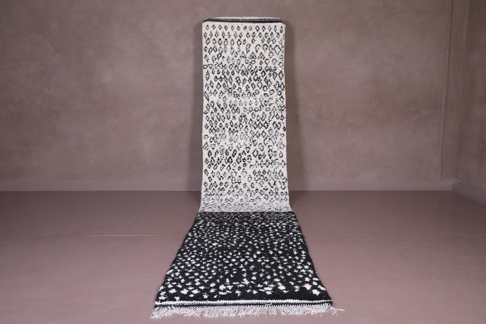Black and White Runner Carpet - Handmade Berber Rug