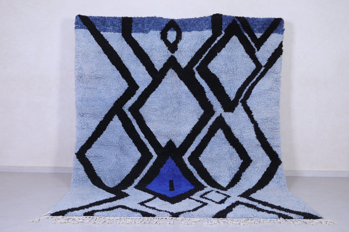 Modern Blue Moroccan Berber Rug – Handmade Custom Design