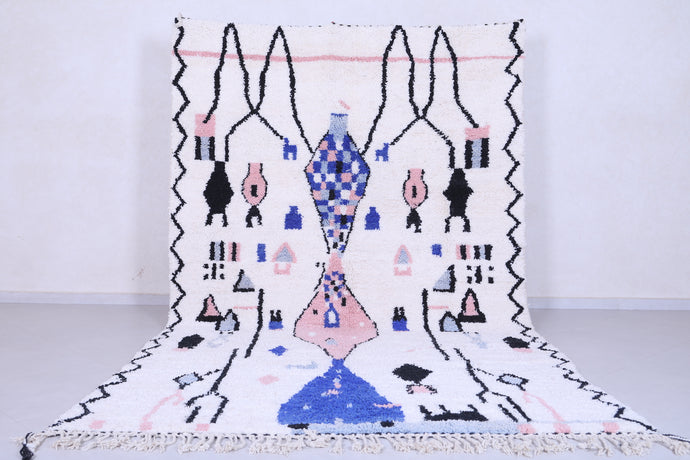 Vibrant Handmade Berber Moroccan Rug - Abstract Wool Shag Carpet