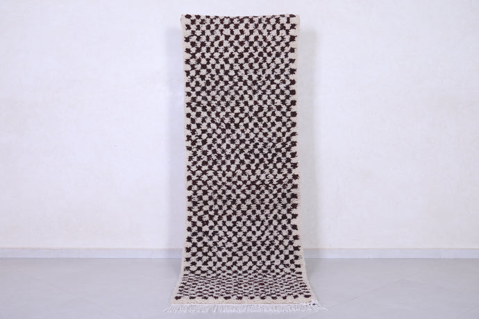 Custom Moroccan Rug Runner - Black and White Checkered Entryway Carpet
