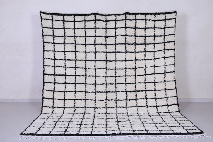 Handmade Black and White Plaid Carpet - Custom Moroccan Berber Rug