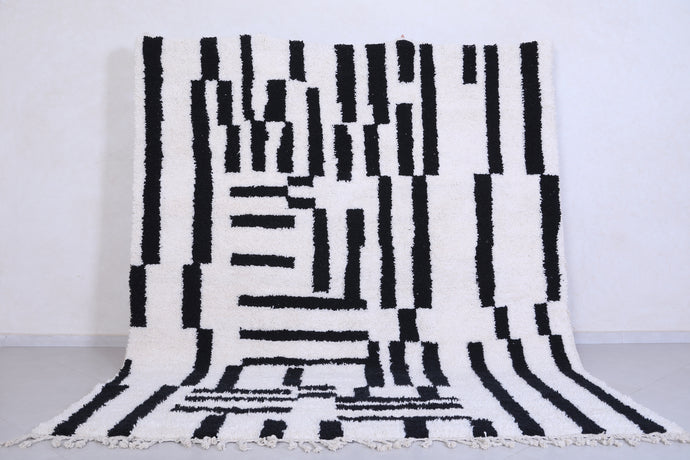 Custom Moroccan Rug Shag - Handmade White and Black Rug